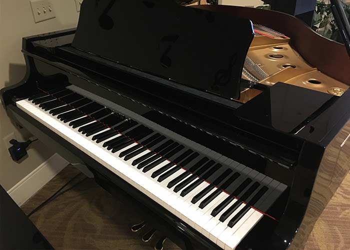 Photo of the Kawai grand piano at the Mt. Carmel Rehabilitation an Nursing Center