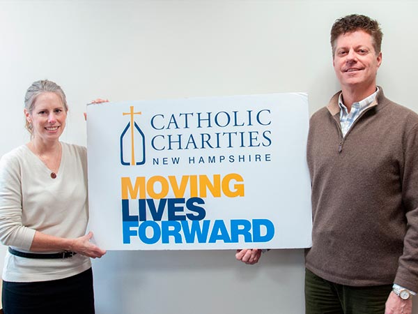 Catholic Charities New Hampshire President and CEO Thomas Blonski and Monadnock at Home Executive Director Sandra Faber